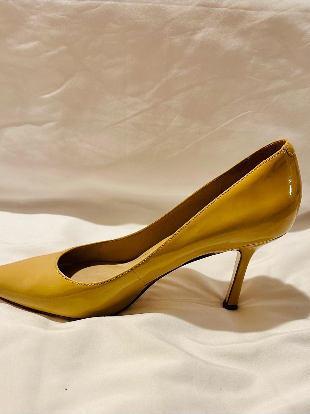Joan & David Patent Leather Yellow Pointed-Toe Pumps